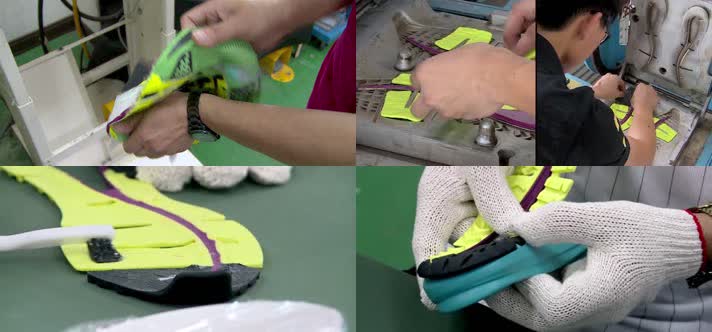 鞋厂生产运动鞋视频素材